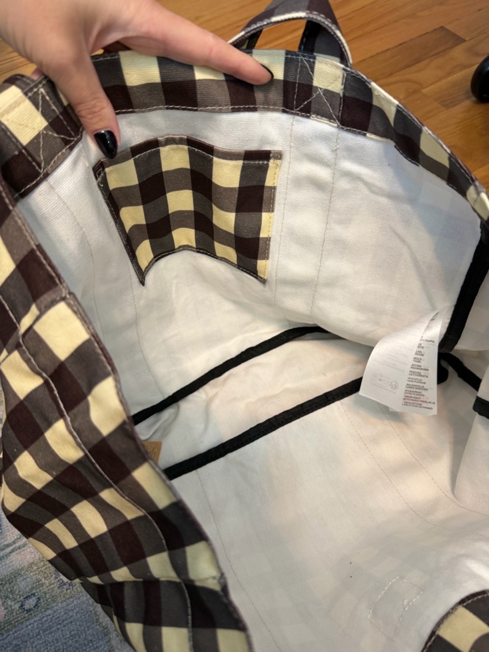 Dagmar & Meade Black and Cream Gingham Tote Bag - Picture 4 of 5